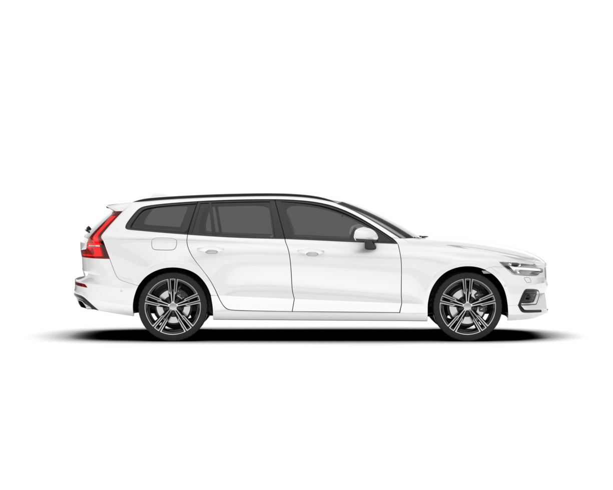 White modern car isolated on transparent background. 3d rendering - illustration png