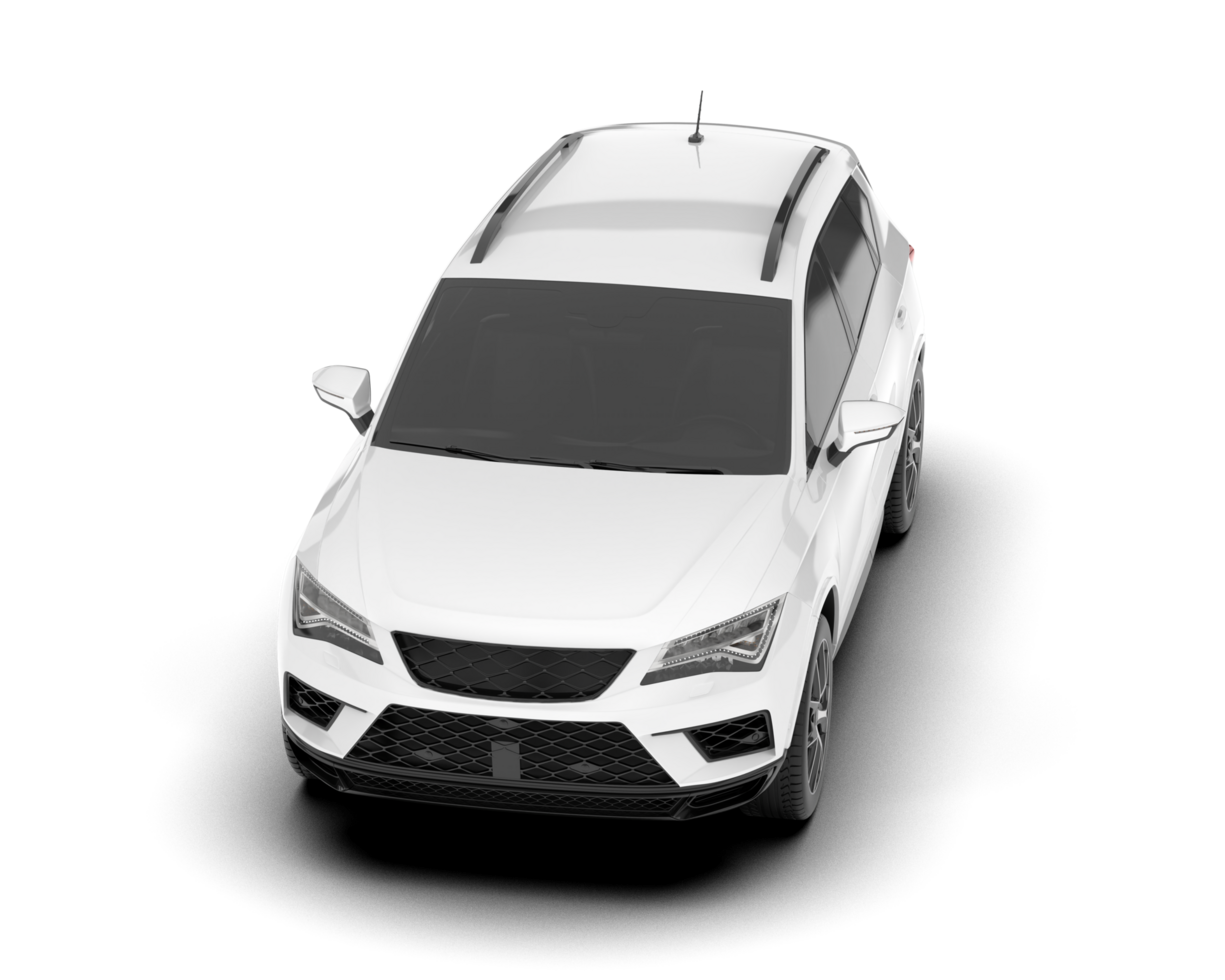 White modern car isolated on transparent background. 3d rendering - illustration png