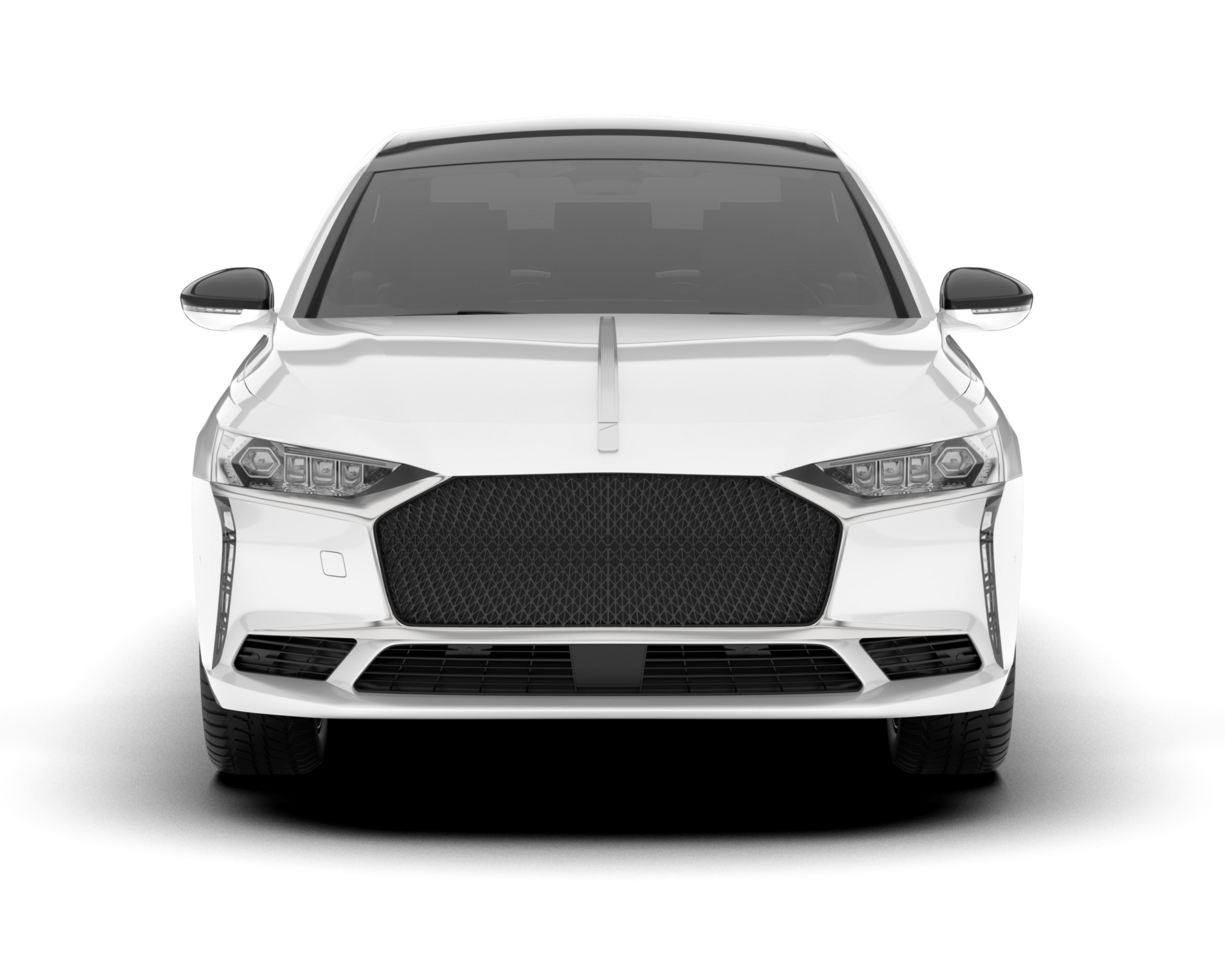 White city car isolated on transparent background. 3d rendering - illustration png