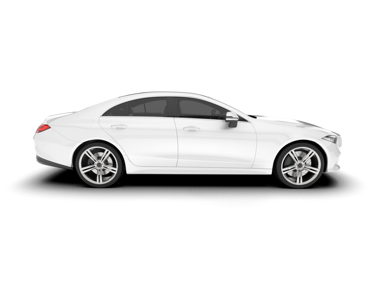 White modern car isolated on transparent background. 3d rendering - illustration png