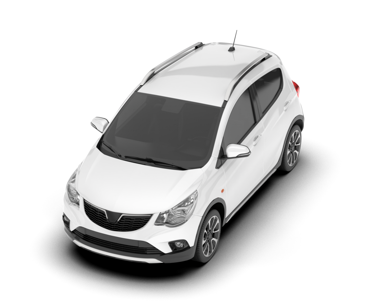 White city car isolated on transparent background. 3d rendering - illustration png