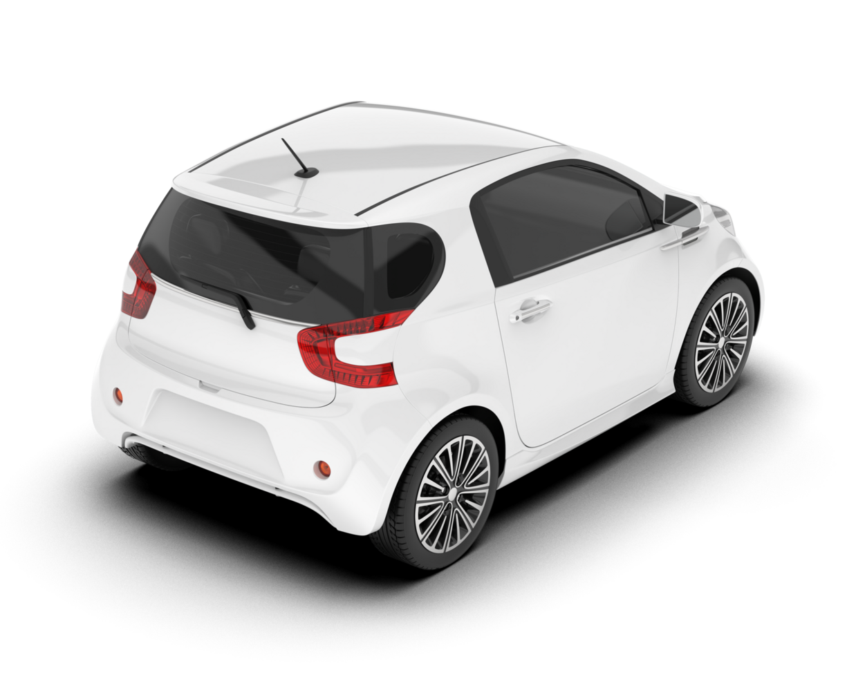 White city car isolated on transparent background. 3d rendering - illustration png