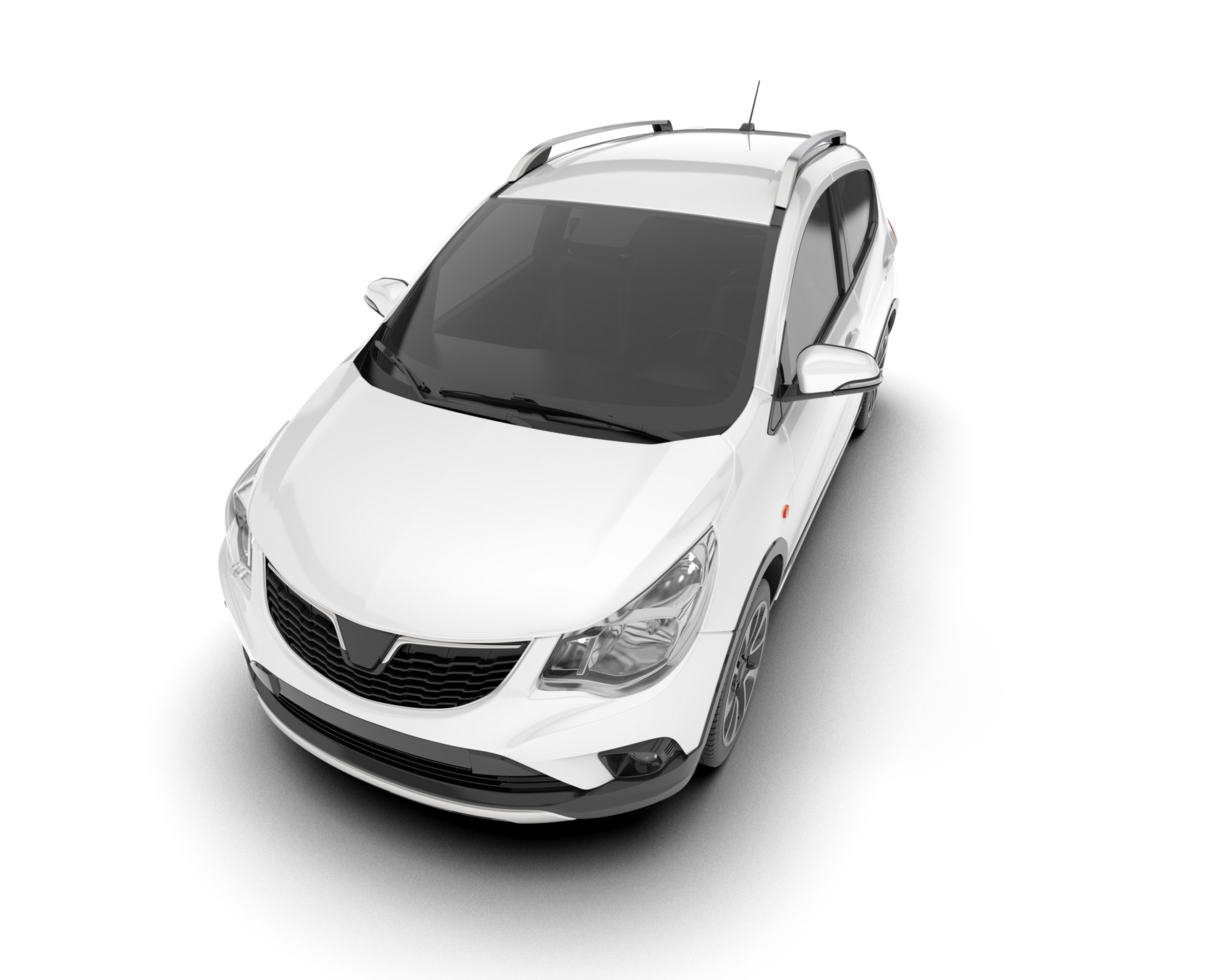 White city car isolated on transparent background. 3d rendering - illustration png