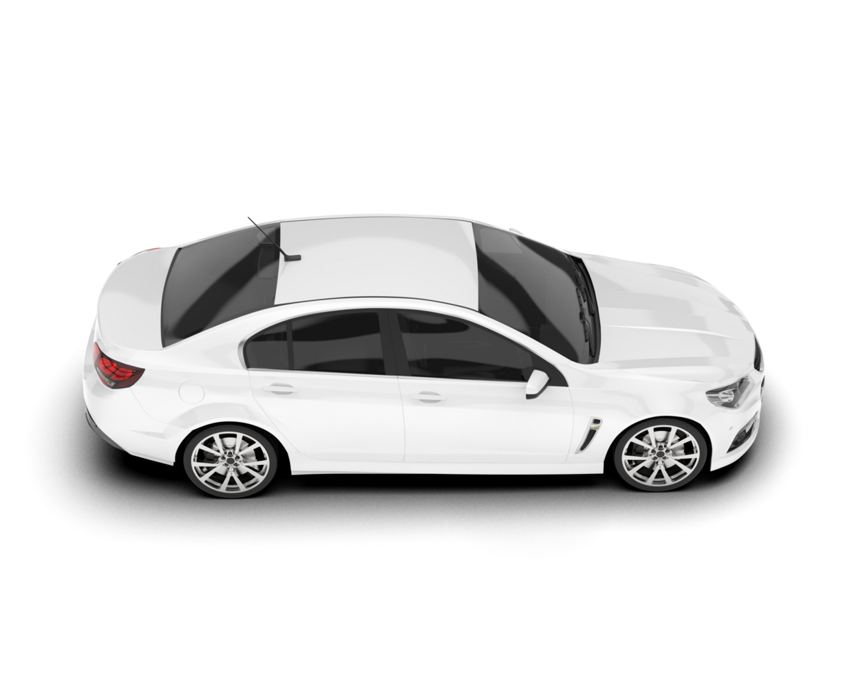 White modern car isolated on transparent background. 3d rendering - illustration png