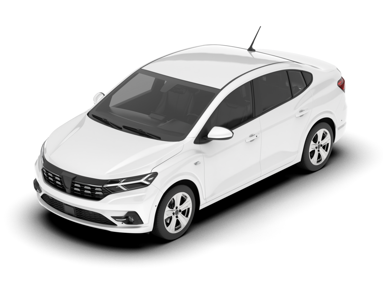 White city car isolated on transparent background. 3d rendering - illustration png