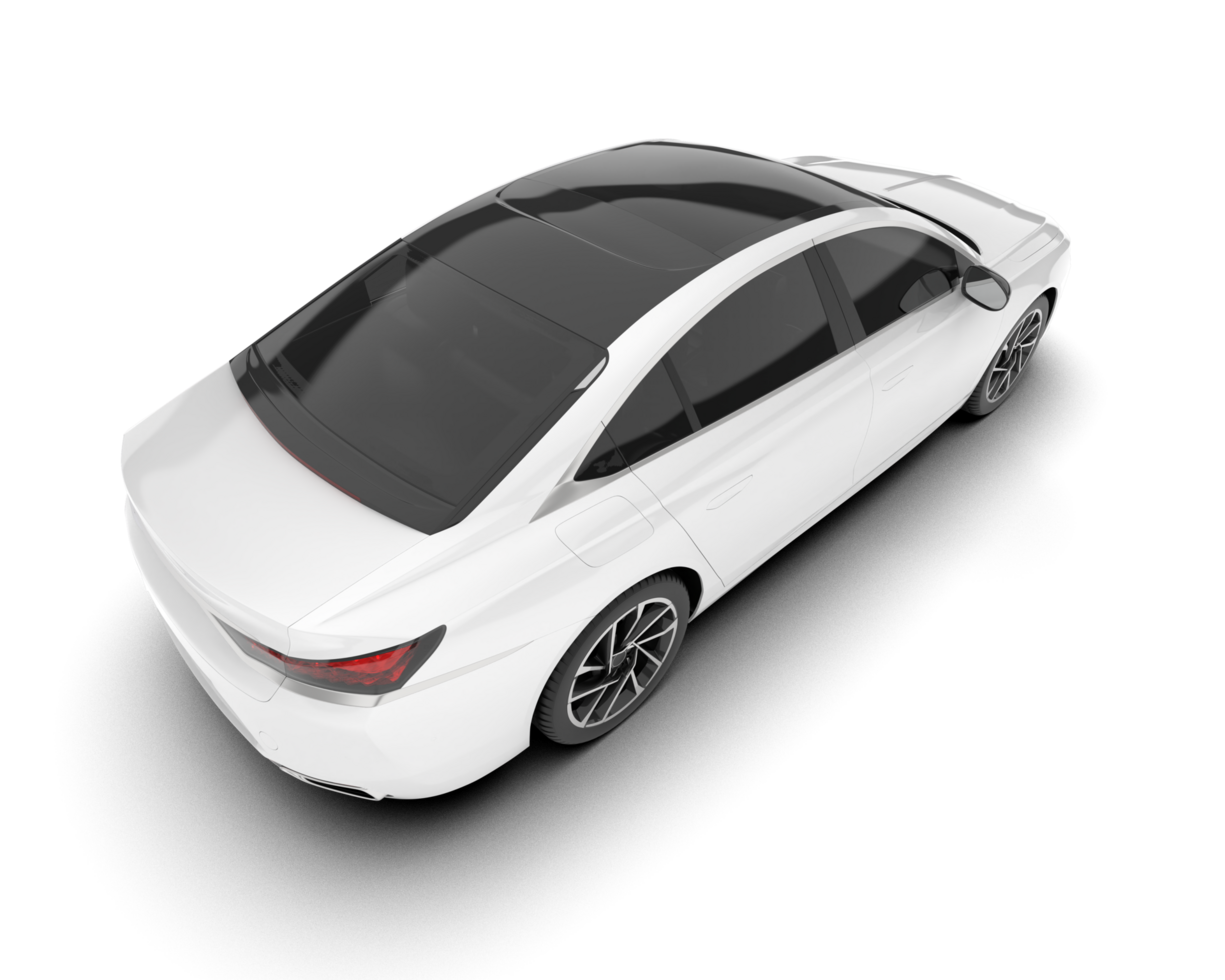 White city car isolated on transparent background. 3d rendering - illustration png