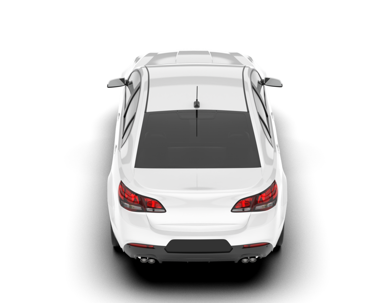 White modern car isolated on transparent background. 3d rendering - illustration png