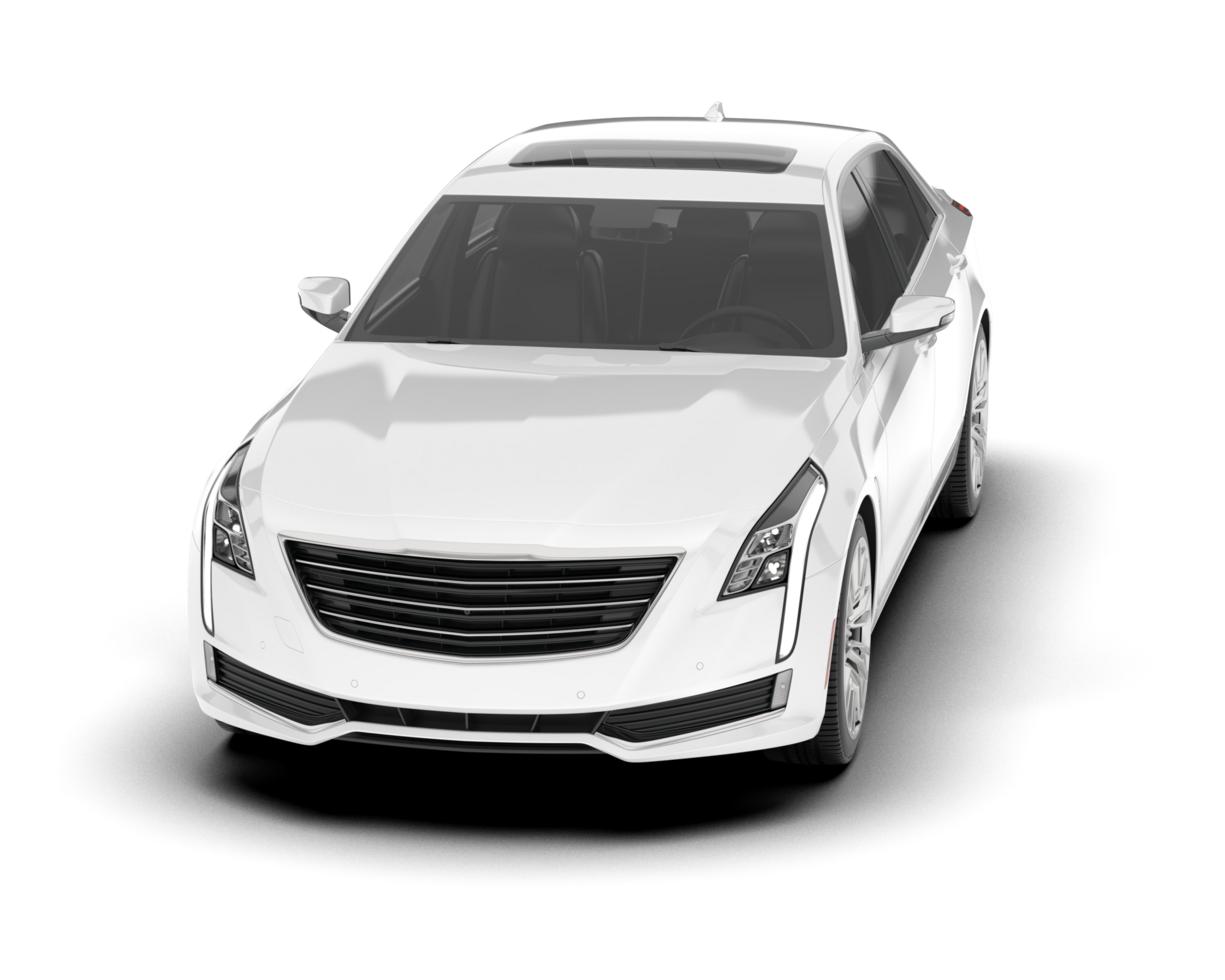 White city car isolated on transparent background. 3d rendering - illustration png