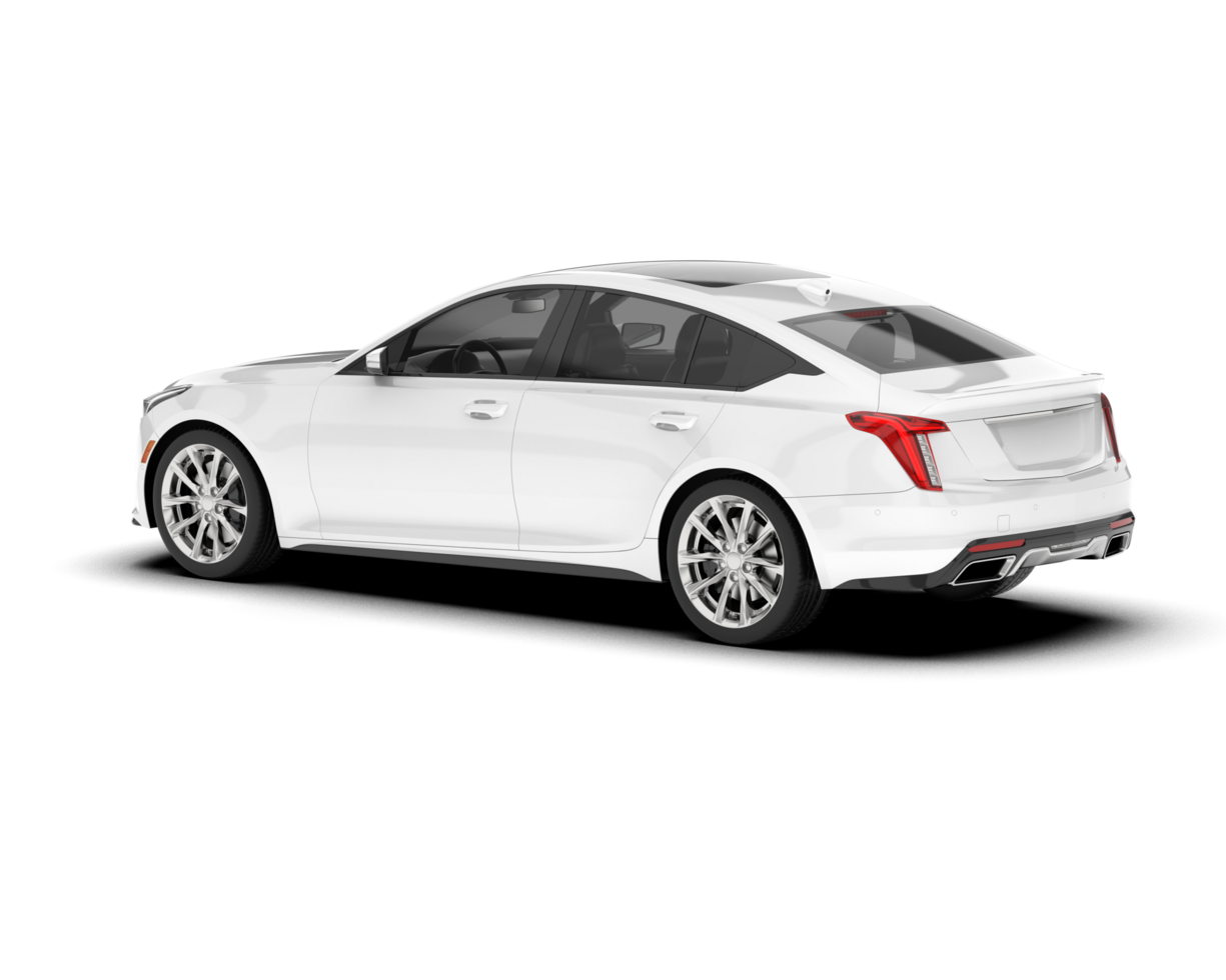 White city car isolated on transparent background. 3d rendering - illustration png