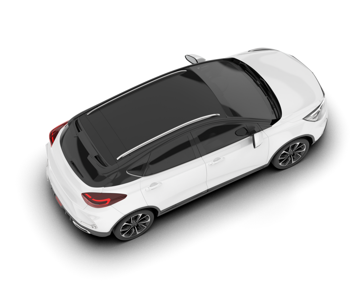 White city car isolated on transparent background. 3d rendering - illustration png