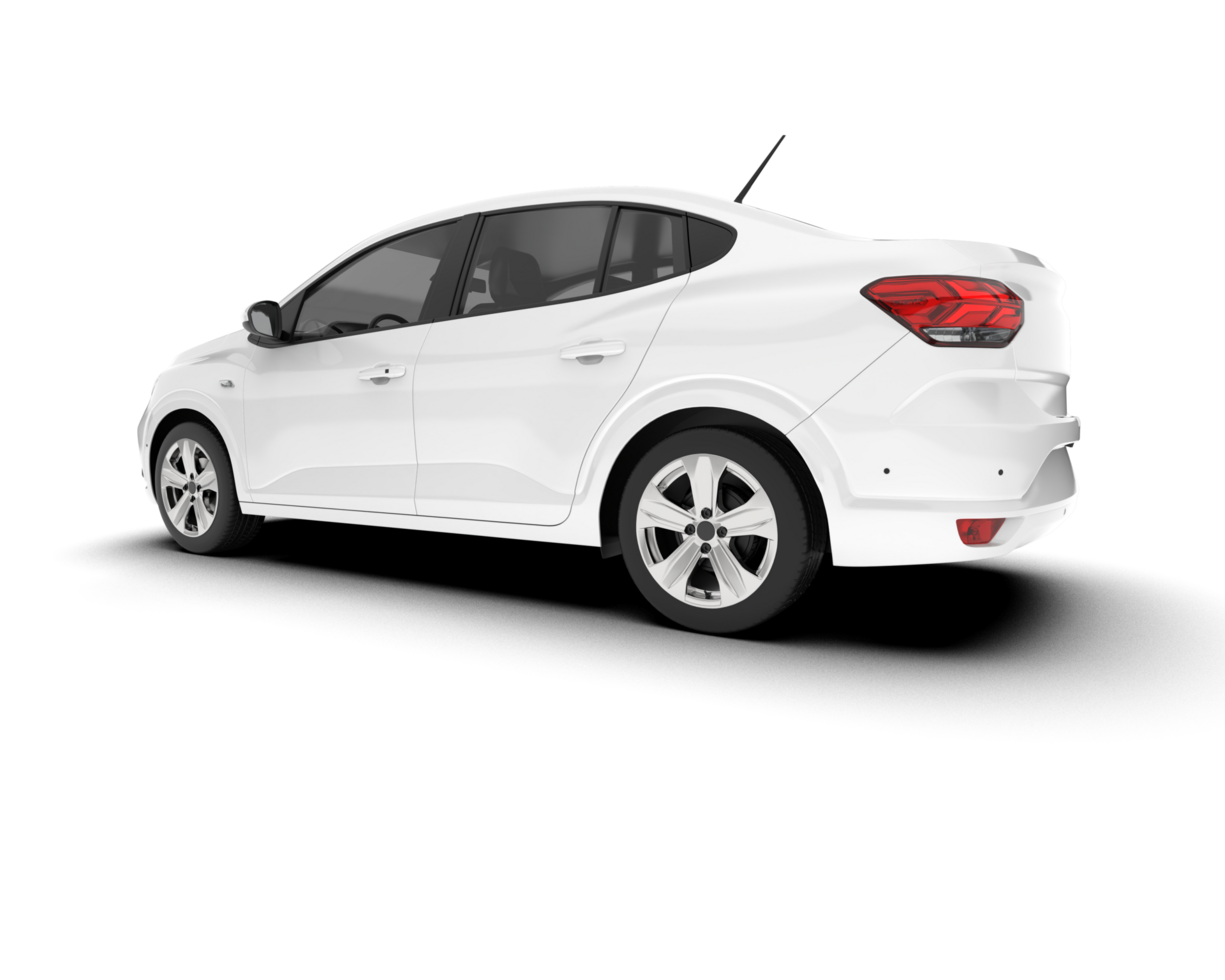 White city car isolated on transparent background. 3d rendering - illustration png