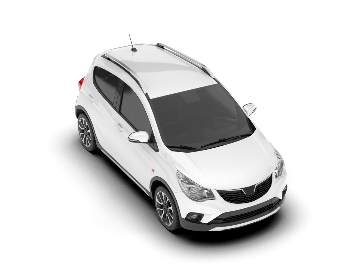 White city car isolated on transparent background. 3d rendering - illustration png