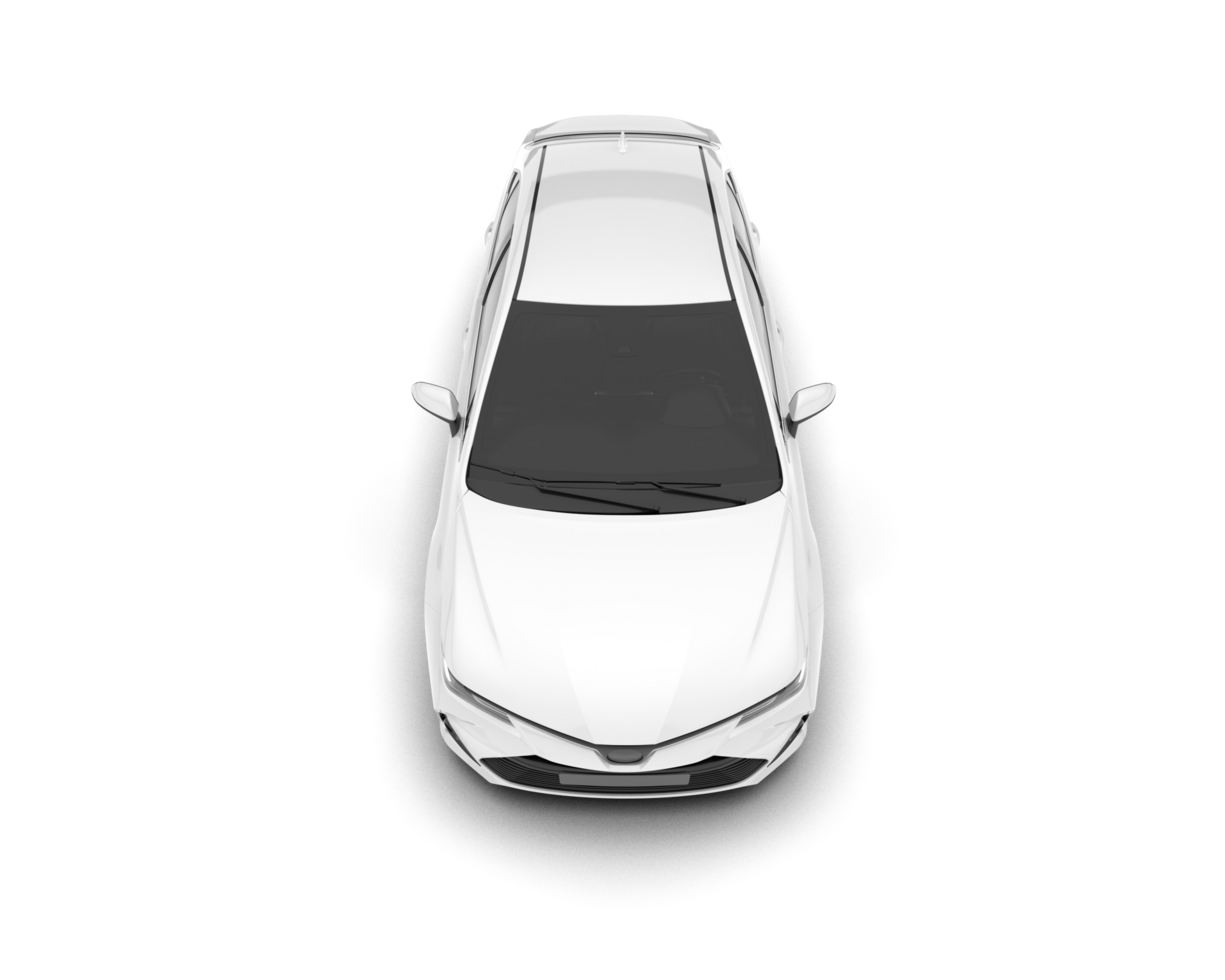 White modern car isolated on transparent background. 3d rendering - illustration png