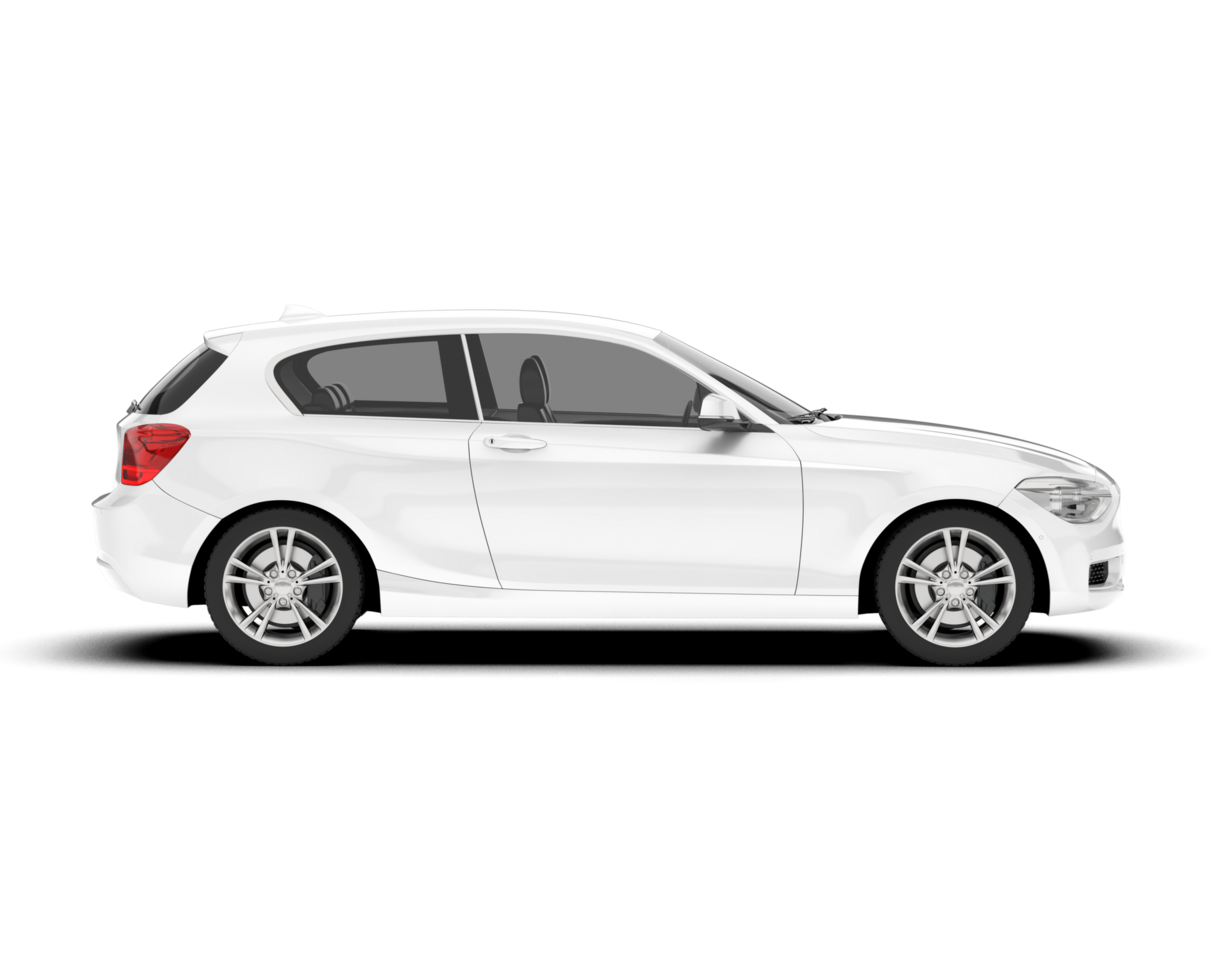 White city car isolated on transparent background. 3d rendering - illustration png