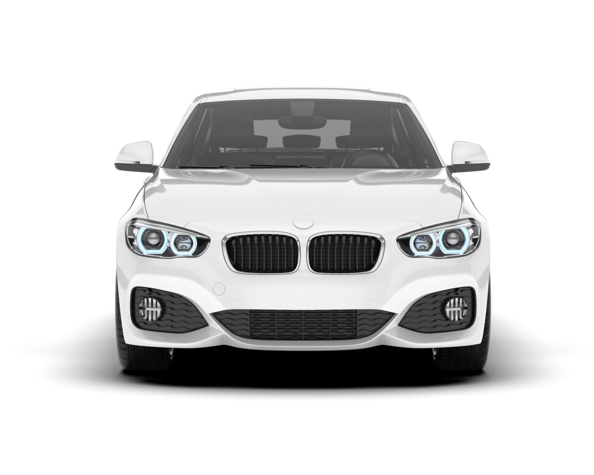 White city car isolated on transparent background. 3d rendering - illustration png