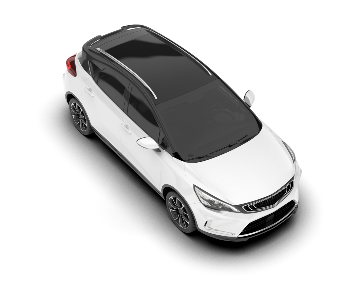 White city car isolated on transparent background. 3d rendering - illustration png