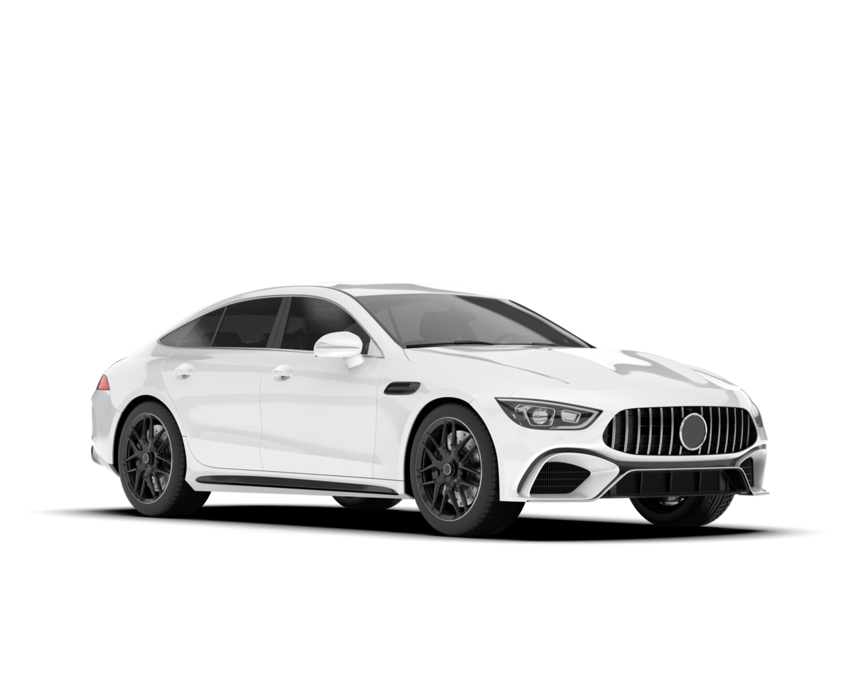 White modern car isolated on transparent background. 3d rendering - illustration png