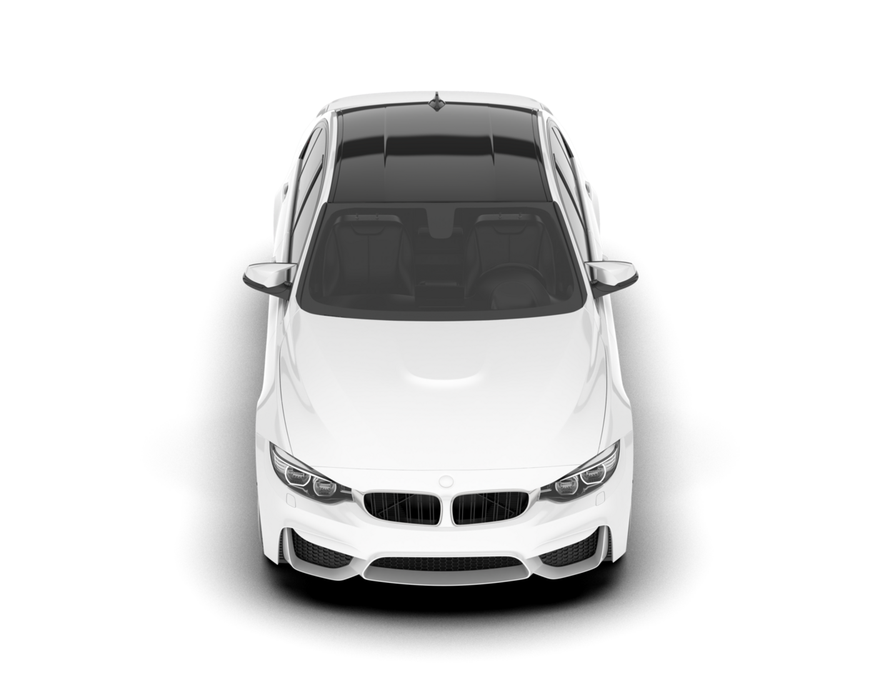 White city car isolated on transparent background. 3d rendering - illustration png