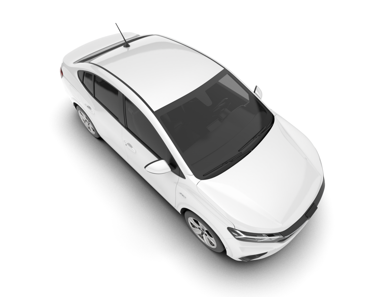 White city car isolated on transparent background. 3d rendering - illustration png