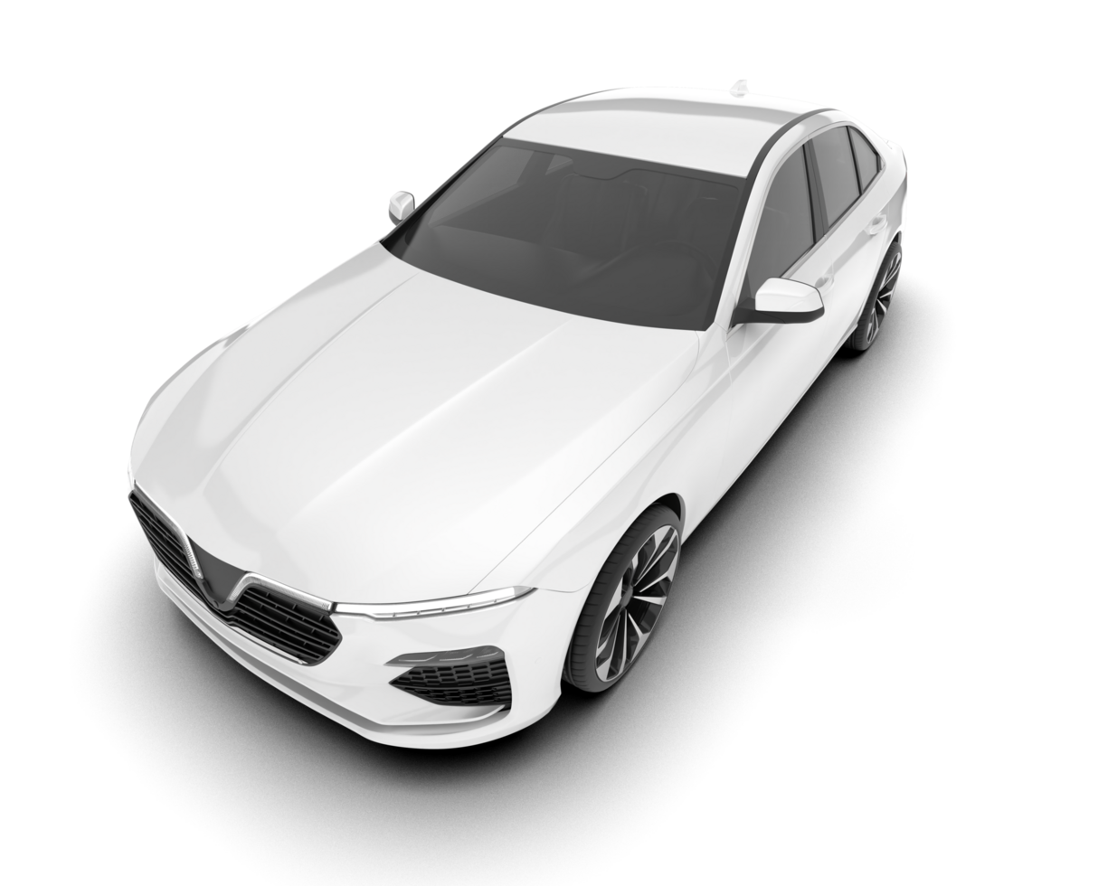 White city car isolated on transparent background. 3d rendering - illustration png