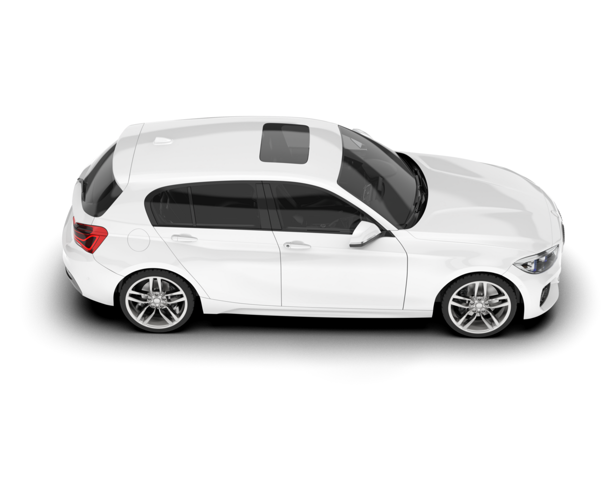 White city car isolated on transparent background. 3d rendering - illustration png