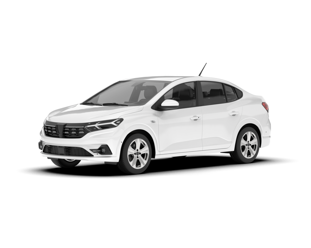White city car isolated on transparent background. 3d rendering - illustration png