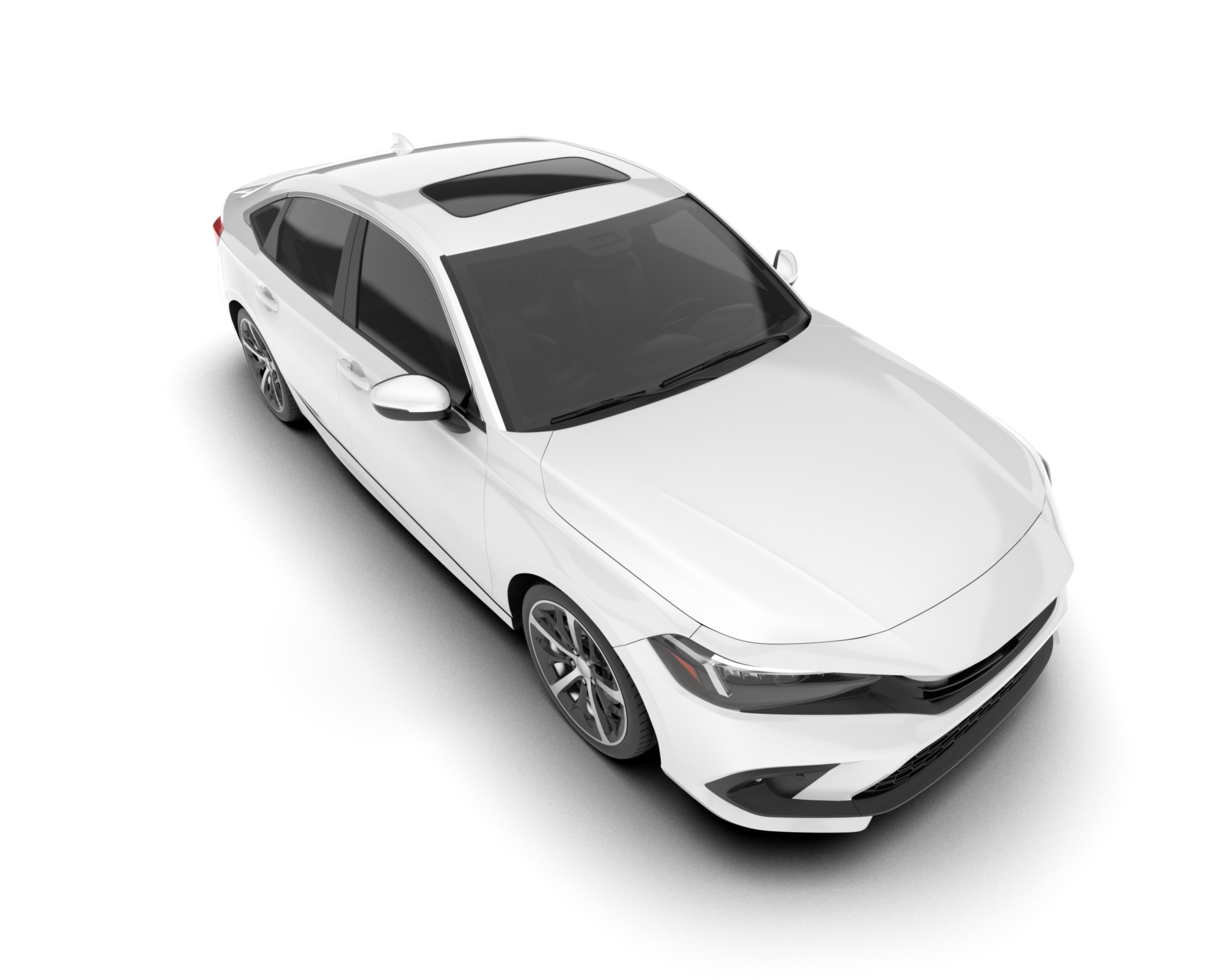 White city car isolated on transparent background. 3d rendering - illustration png