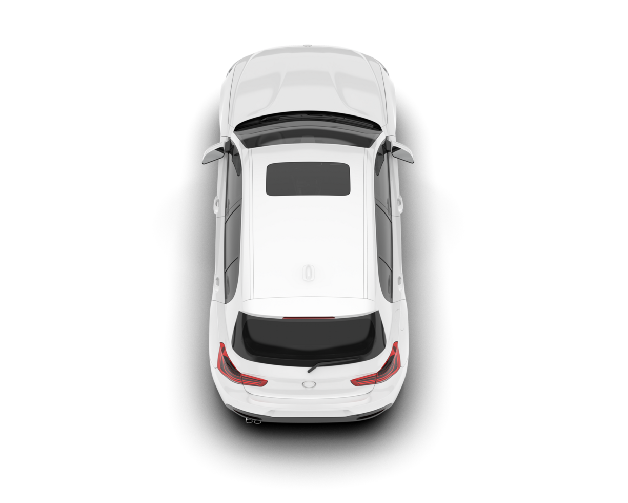White city car isolated on transparent background. 3d rendering - illustration png