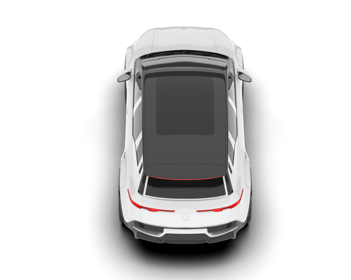 White city car isolated on transparent background. 3d rendering - illustration png