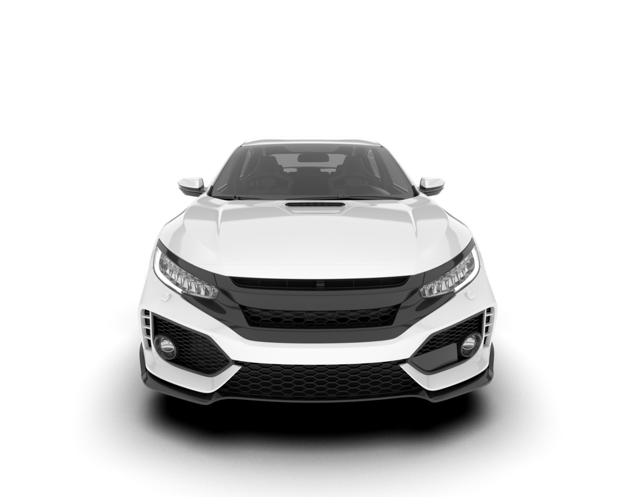 White city car isolated on transparent background. 3d rendering - illustration png