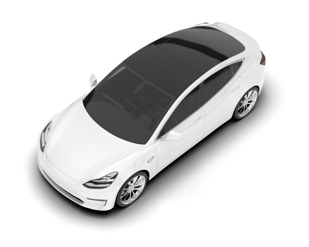 White modern car isolated on transparent background. 3d rendering - illustration png