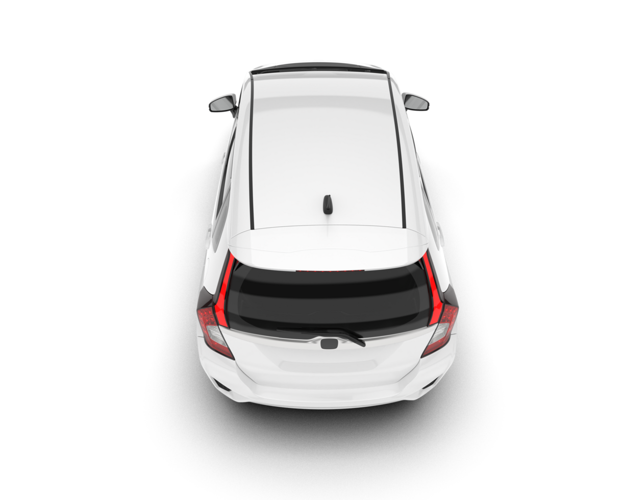 White city car isolated on transparent background. 3d rendering - illustration png