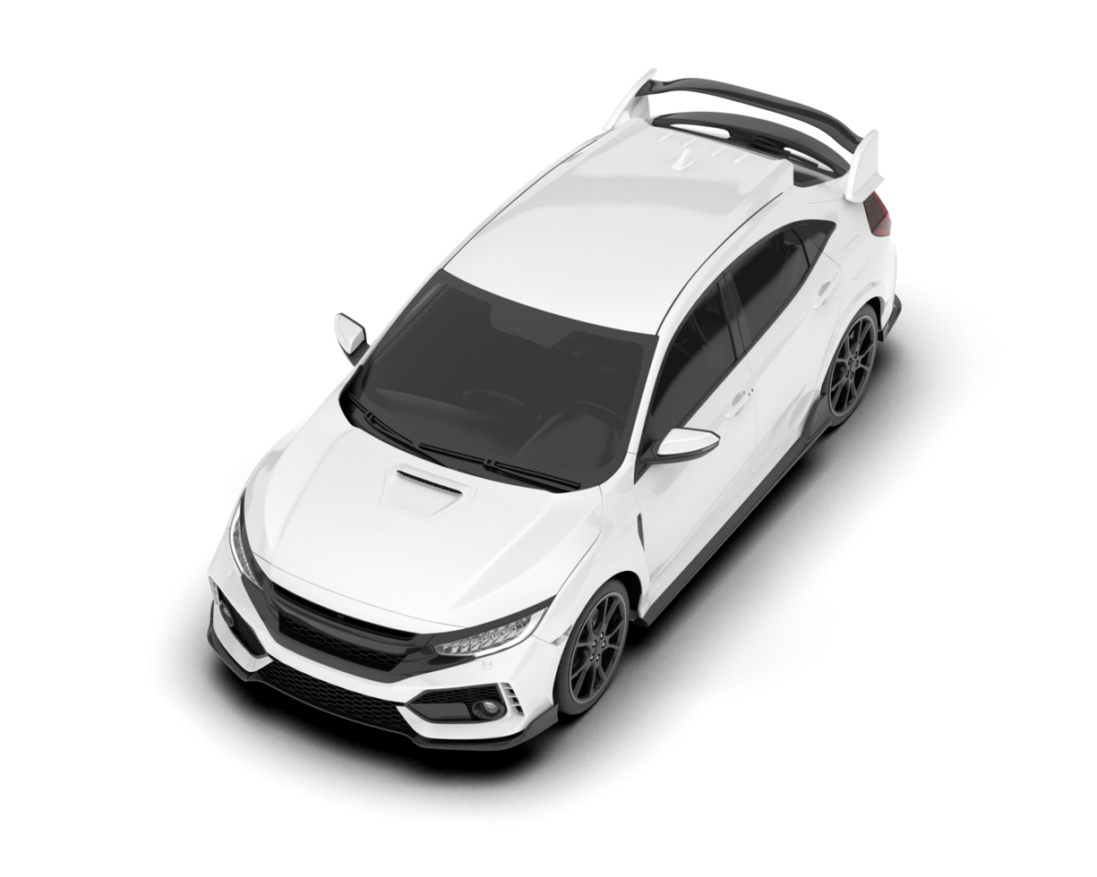White city car isolated on transparent background. 3d rendering - illustration png