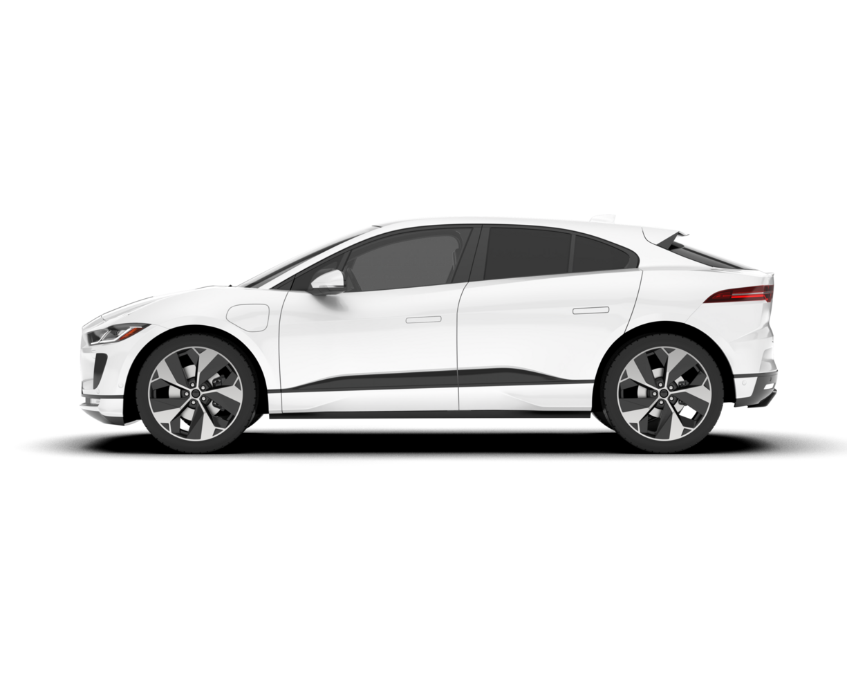 White city car isolated on transparent background. 3d rendering - illustration png