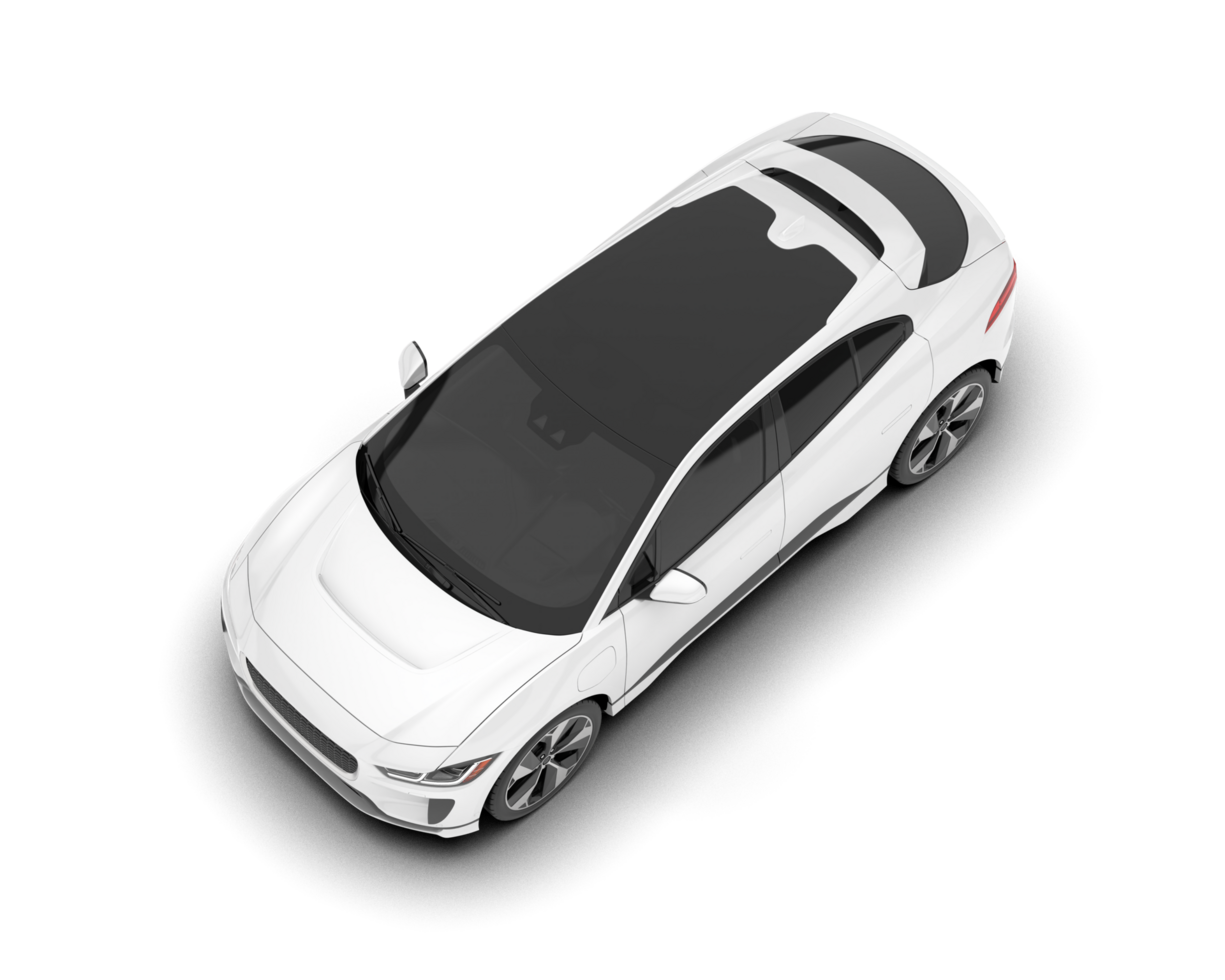 White city car isolated on transparent background. 3d rendering - illustration png