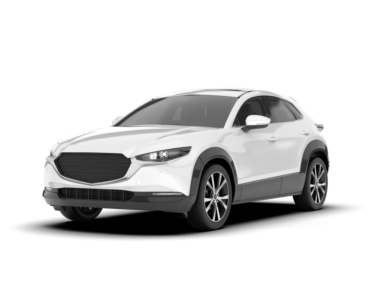 White modern car isolated on transparent background. 3d rendering - illustration png