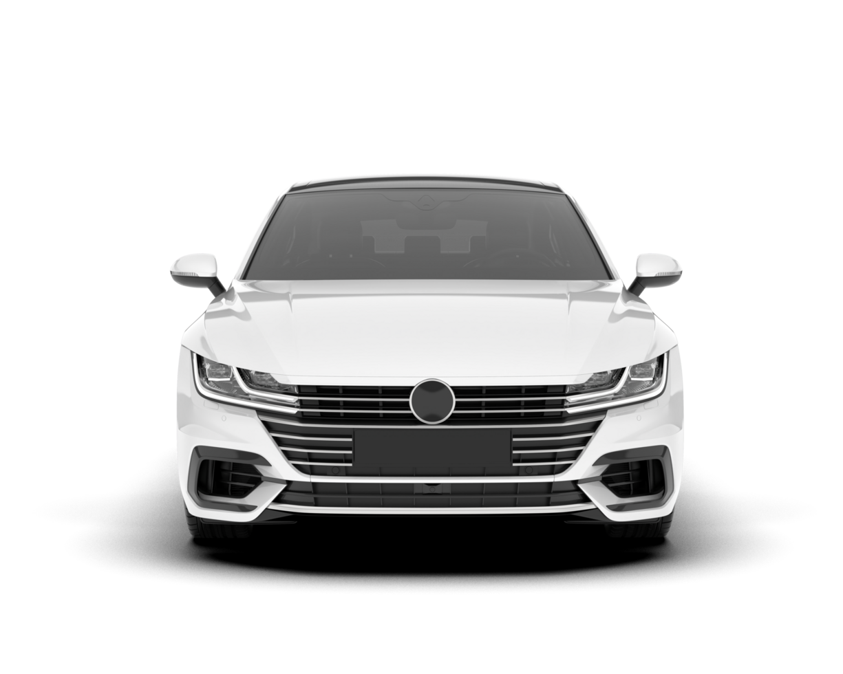 White modern car isolated on transparent background. 3d rendering - illustration png