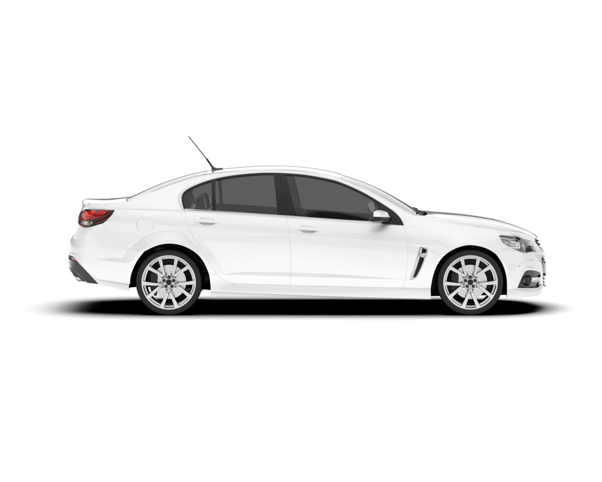 White modern car isolated on transparent background. 3d rendering - illustration png