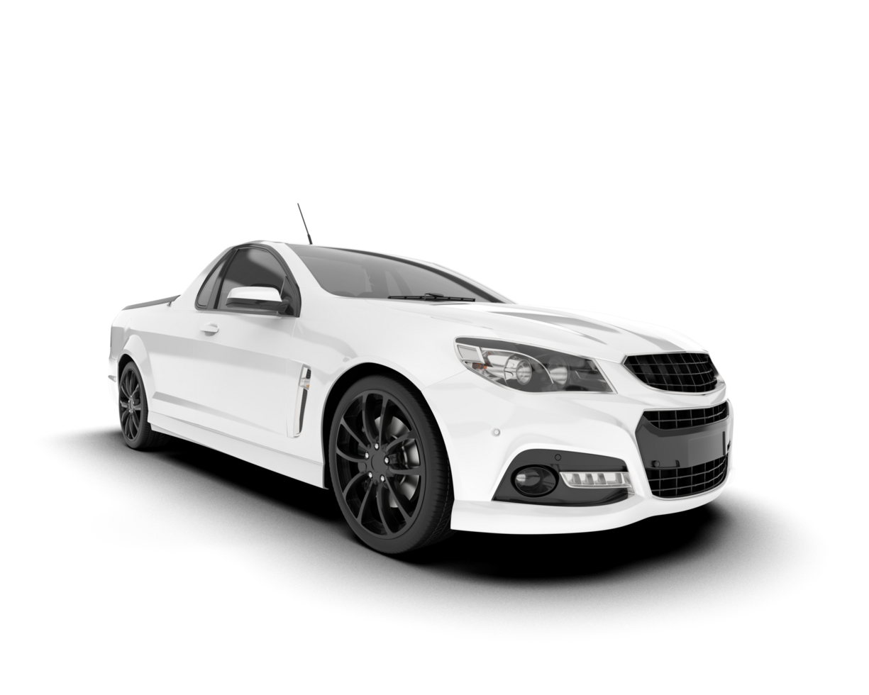 White city car isolated on transparent background. 3d rendering - illustration png