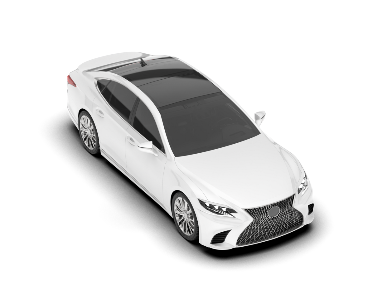 White modern car isolated on transparent background. 3d rendering - illustration png