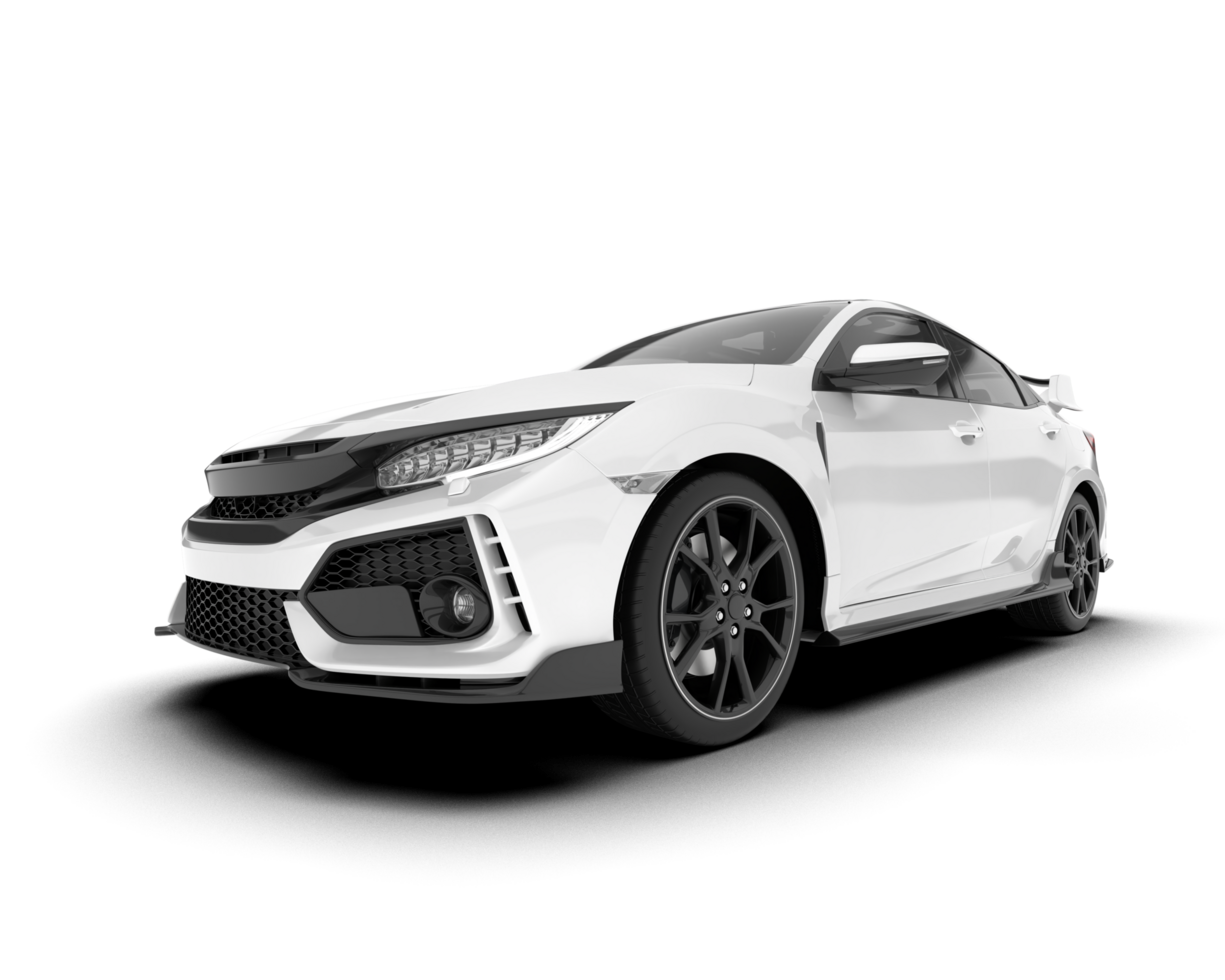 White city car isolated on transparent background. 3d rendering - illustration png