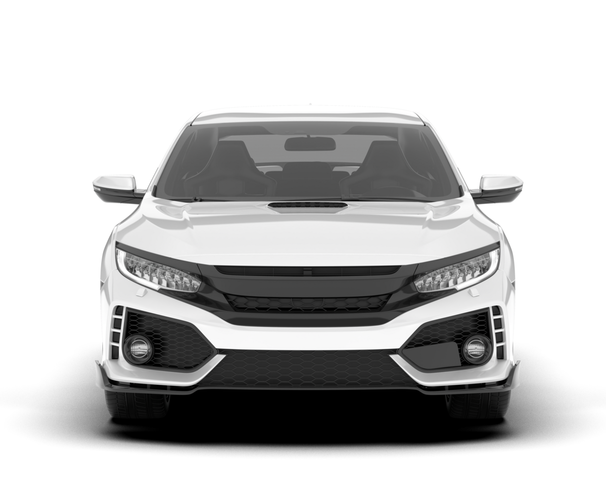 White city car isolated on transparent background. 3d rendering - illustration png