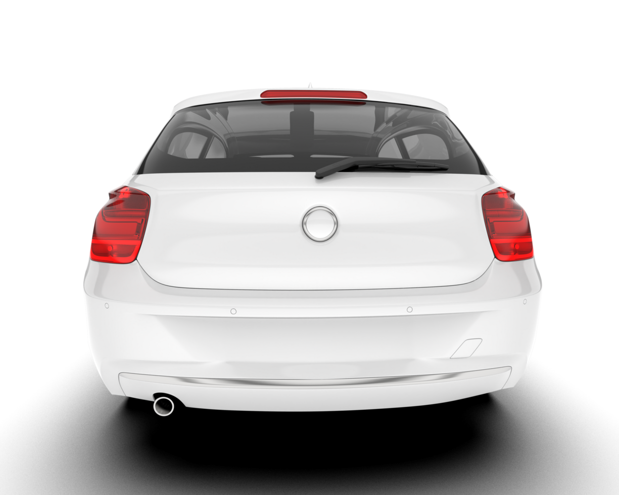 White city car isolated on transparent background. 3d rendering - illustration png