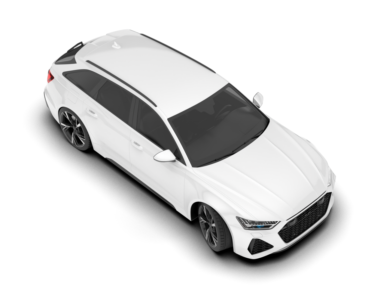 White modern car isolated on transparent background. 3d rendering - illustration png