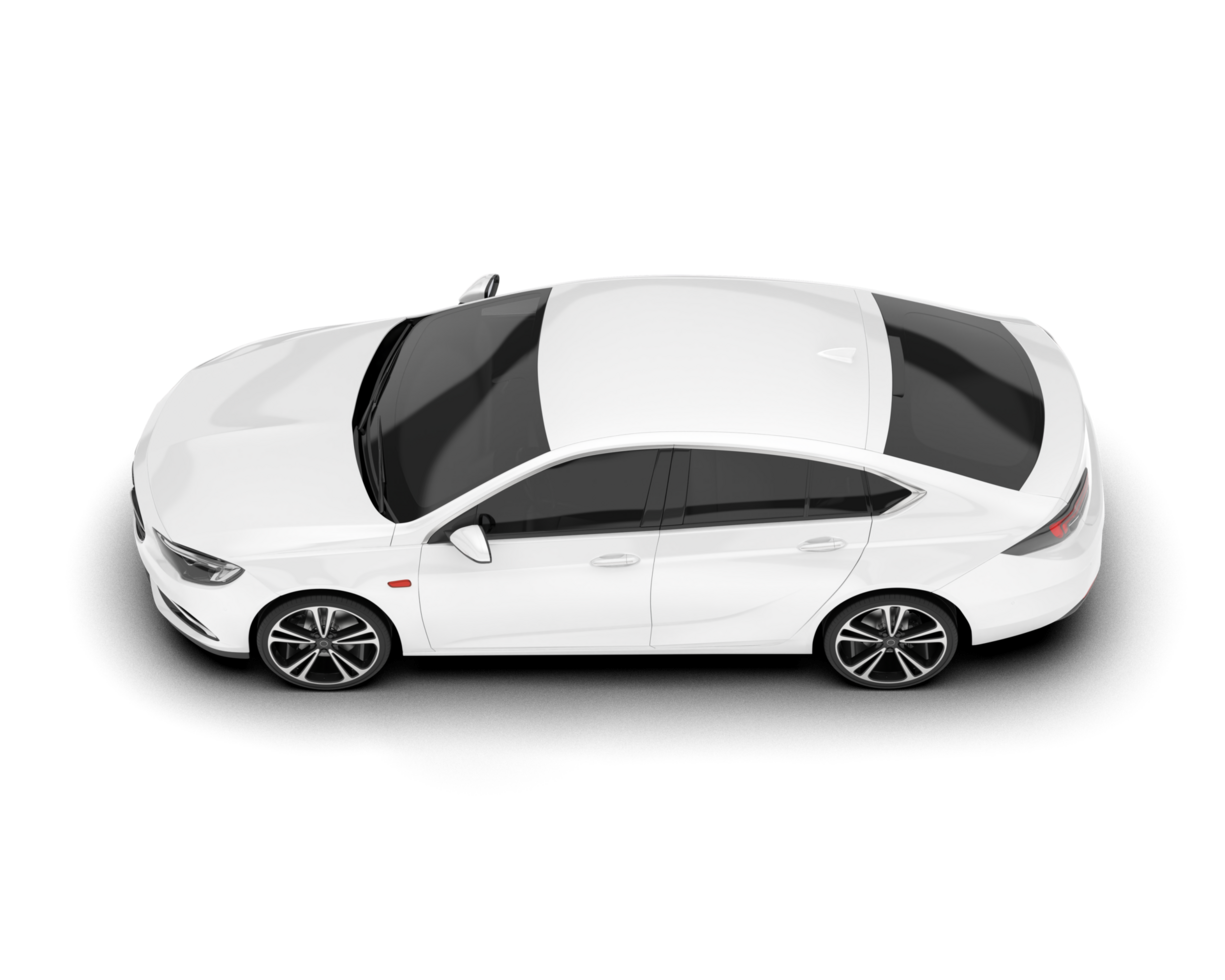 White modern car isolated on transparent background. 3d rendering - illustration png