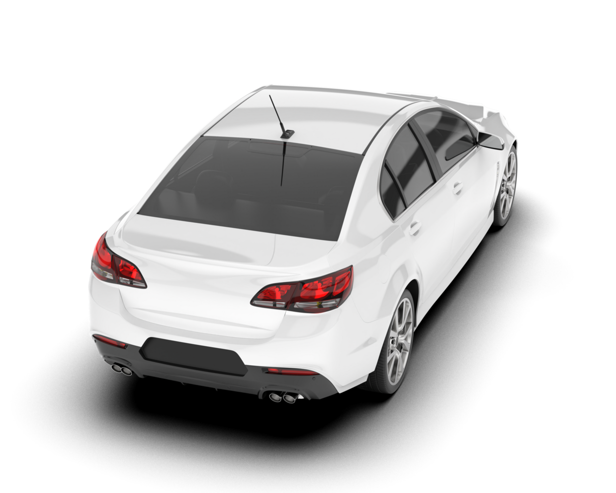 White modern car isolated on transparent background. 3d rendering - illustration png