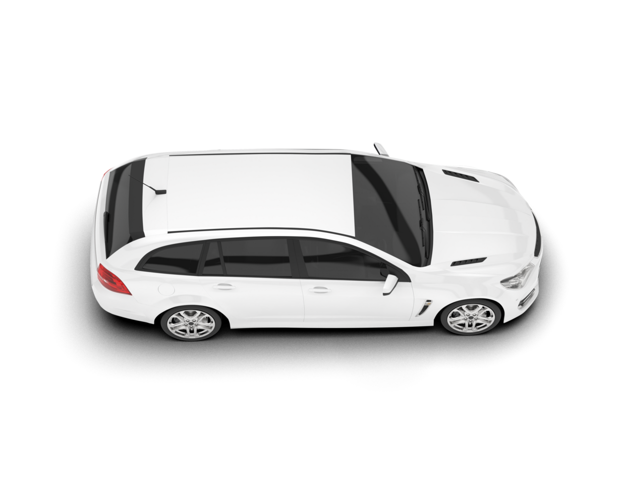 White modern car isolated on transparent background. 3d rendering - illustration png