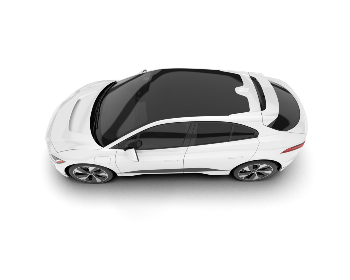 White city car isolated on transparent background. 3d rendering - illustration png