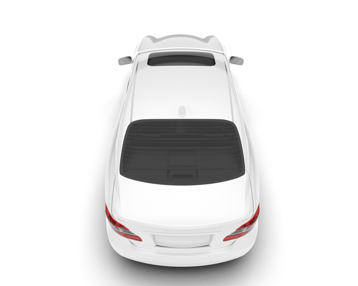 White city car isolated on transparent background. 3d rendering - illustration png