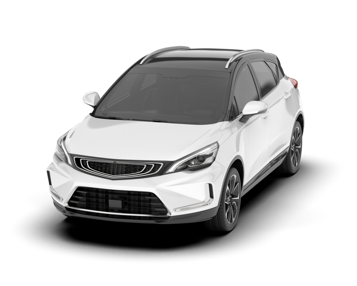 White city car isolated on transparent background. 3d rendering - illustration png
